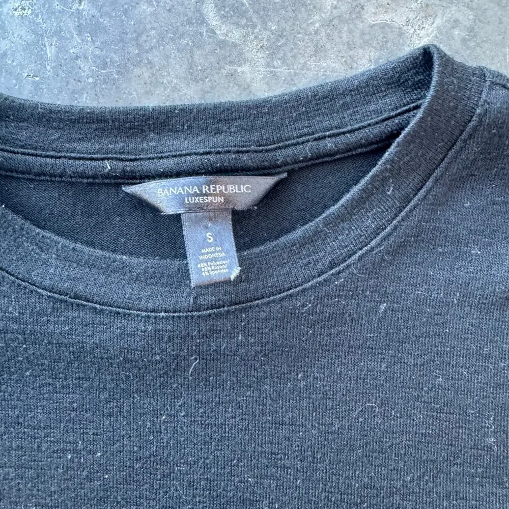 Vintage Y2K Banana Republic Luxespun Long Sleeve Basic Black Women's Small - Picture 3 of 5
